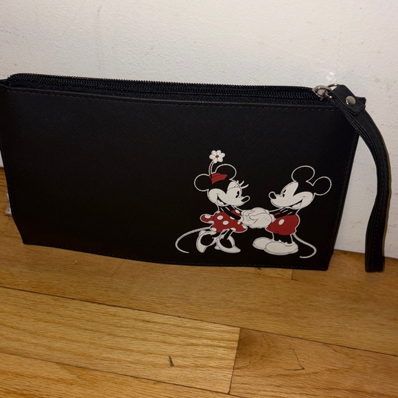 Disney Handbags - Disney Black Wristlet with Mickey and Minnie Graphic